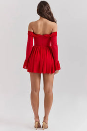Mini Dress – Off-Shoulder Bow Detail – Romantic Cocktail Look