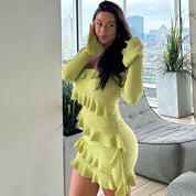 Mini Dress – Off-Shoulder Ruffle Layers – Elegant Party Look