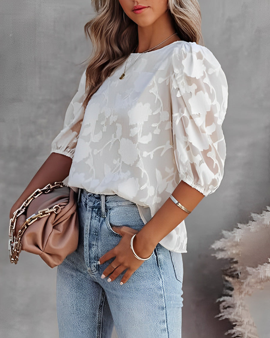 Blouse – Sheer Floral Texture – Elegant Everyday Style