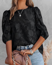 Blouse – Sheer Floral Texture – Elegant Everyday Style