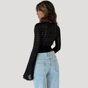 Lace Wrap Top – White Long Sleeve – Feminine Date Night Style