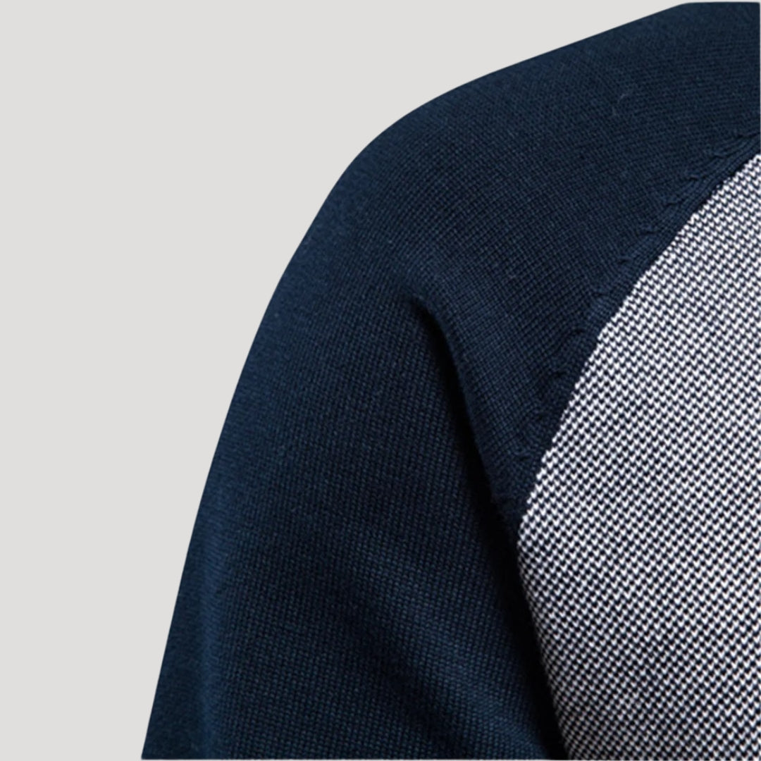 Men’s Zip Knit Jacket – Contrast Sleeves – Casual Layering Piece