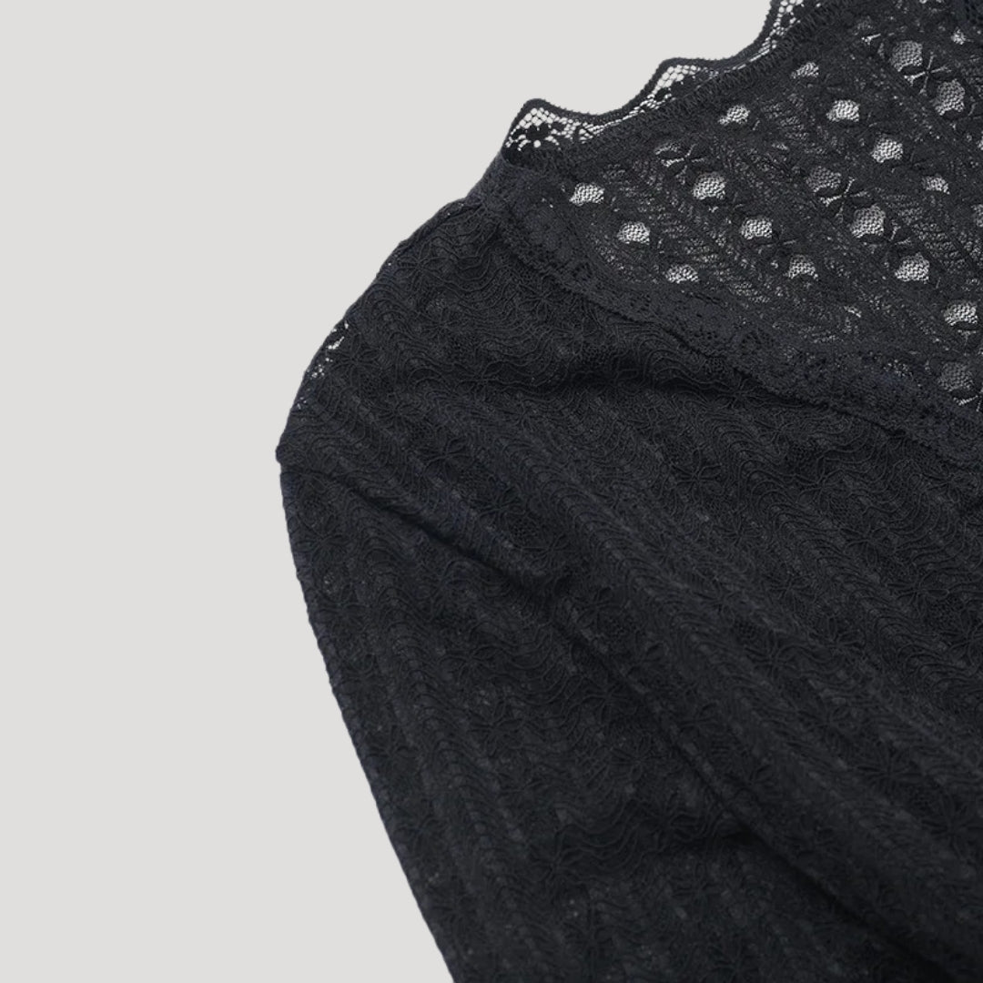 Lace Wrap Top – White Long Sleeve – Feminine Date Night Style