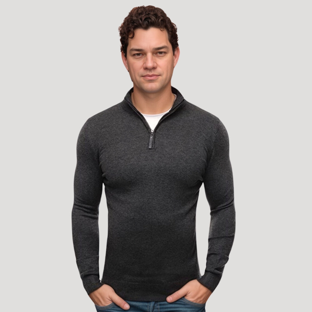Men’s Knit Pullover – Slim Fit – Casual Zip Neck Sweater