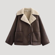 Shearling collar winter coat