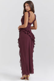 Maxi Dress – Ruffled Trim – Elegant Evening Gown