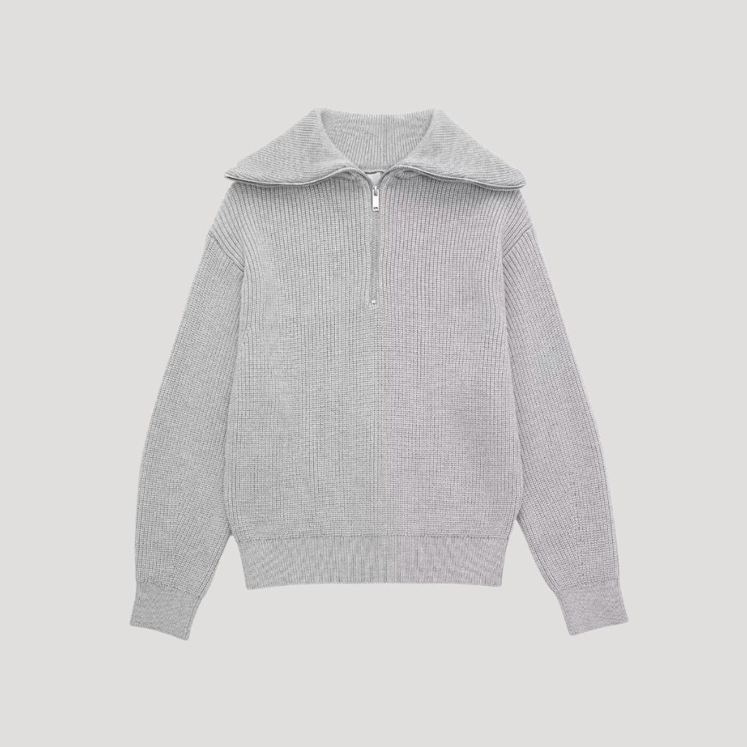 Unisex ribbed zip-up sweater