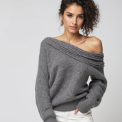 Off-shoulder knit sweater