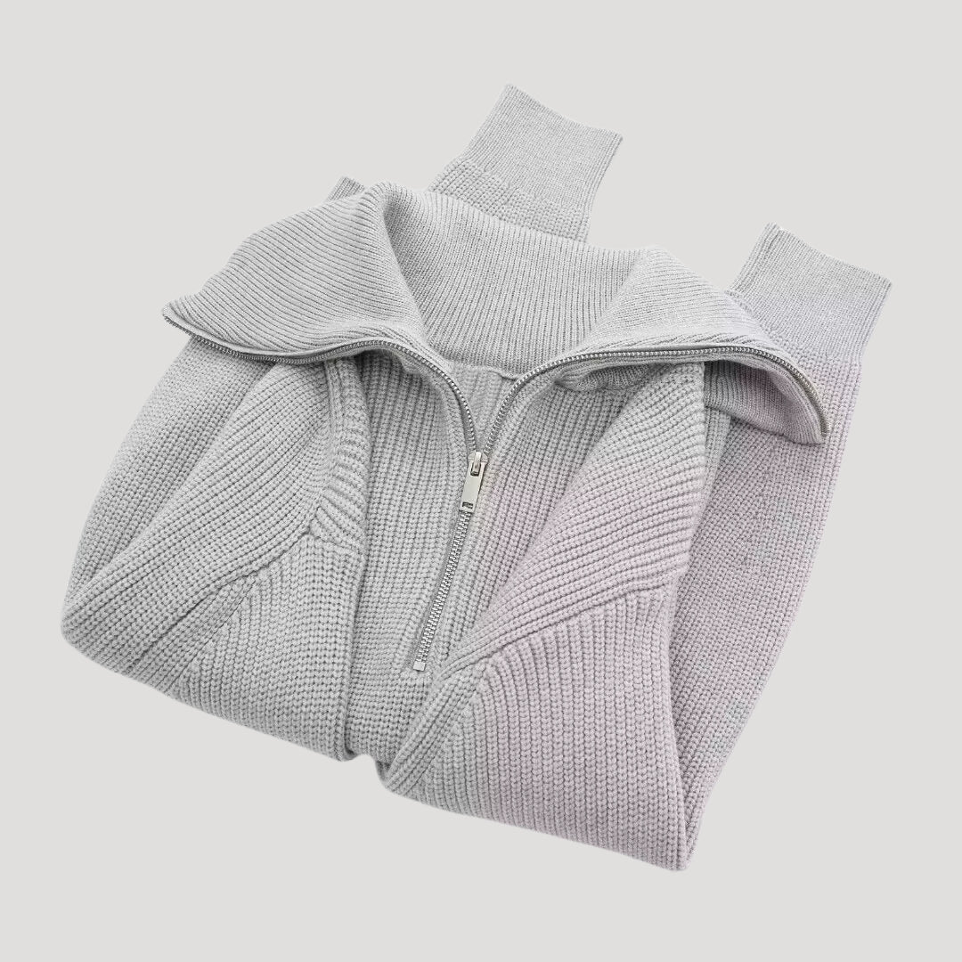 Unisex ribbed zip-up sweater