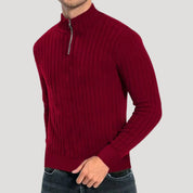 Men’s Ribbed Knit Sweater – Half Zip – Smart Casual Layer