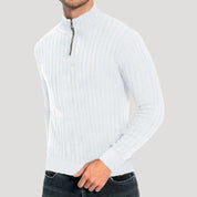 Men’s Ribbed Knit Sweater – Half Zip – Smart Casual Layer