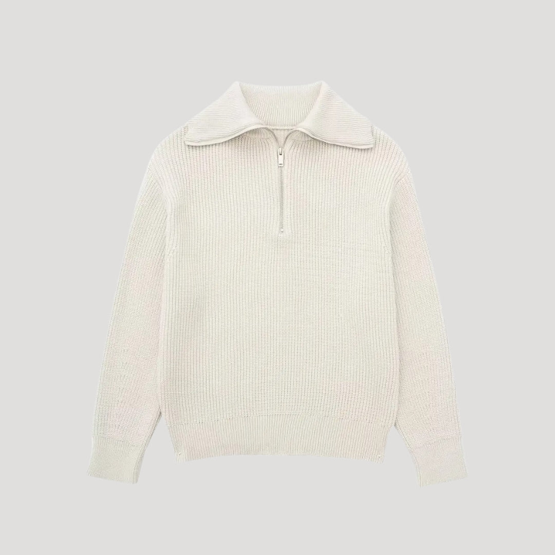 Unisex ribbed zip-up sweater