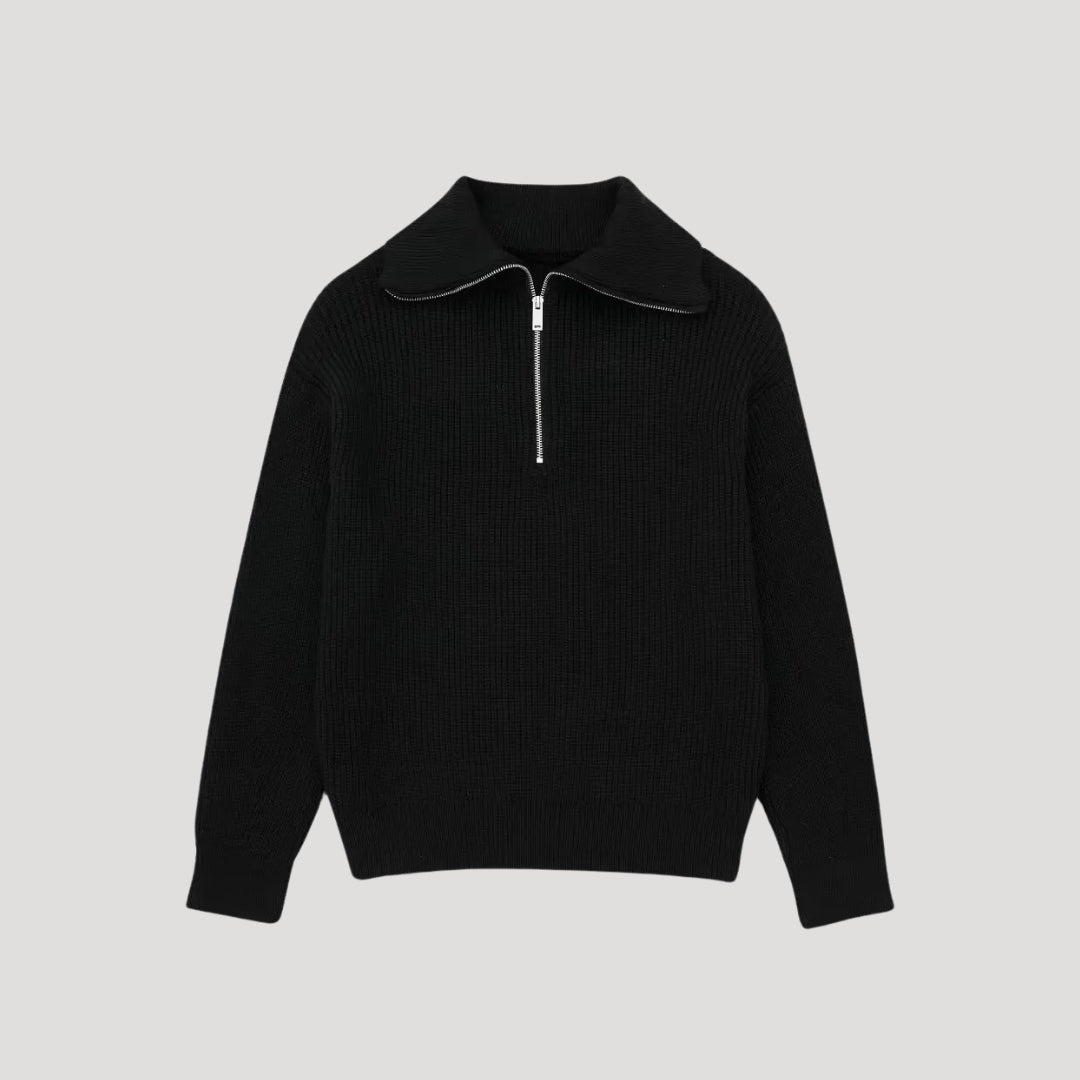 Unisex ribbed zip-up sweater