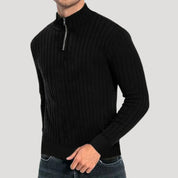Men’s Ribbed Knit Sweater – Half Zip – Smart Casual Layer