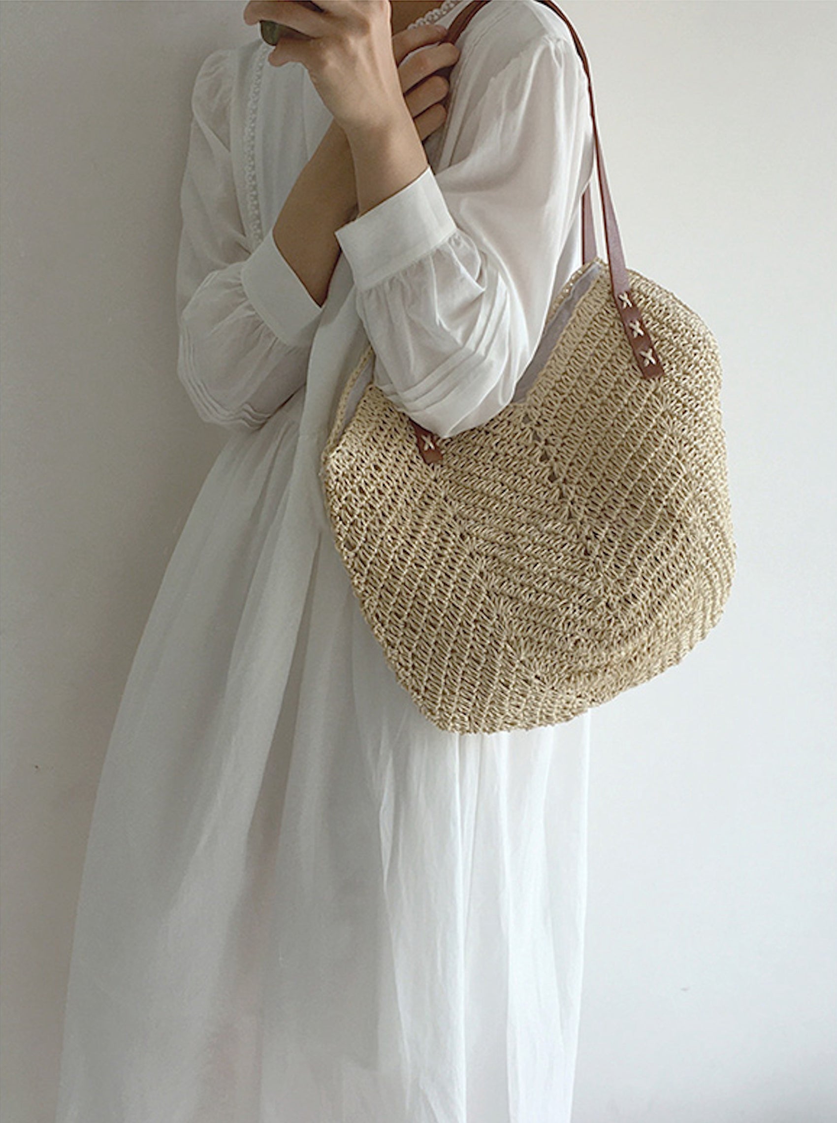 Straw Tote Bag – Woven Design – Boho Beach Style