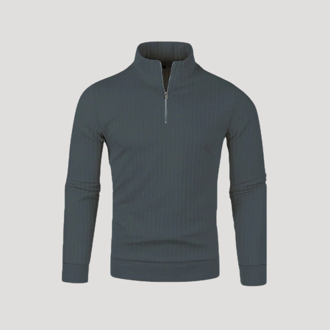 Men’s Ribbed Knit Sweater – Half Zip – Smart Casual Layer