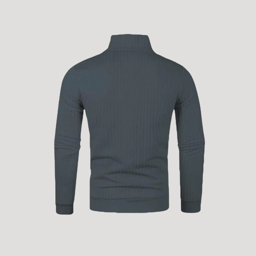 Men’s Ribbed Knit Sweater – Half Zip – Smart Casual Layer