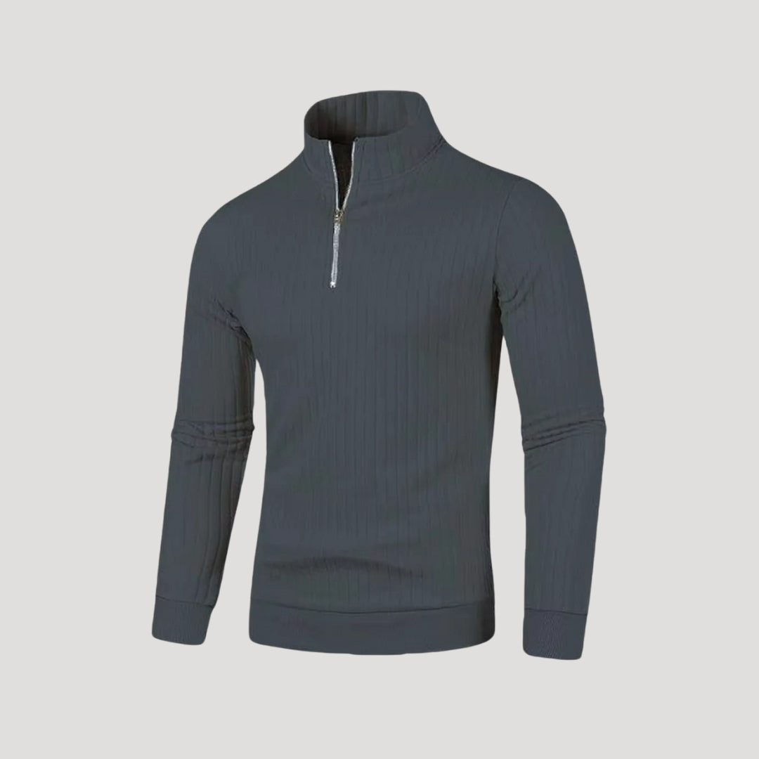 Men’s Ribbed Knit Sweater – Half Zip – Smart Casual Layer