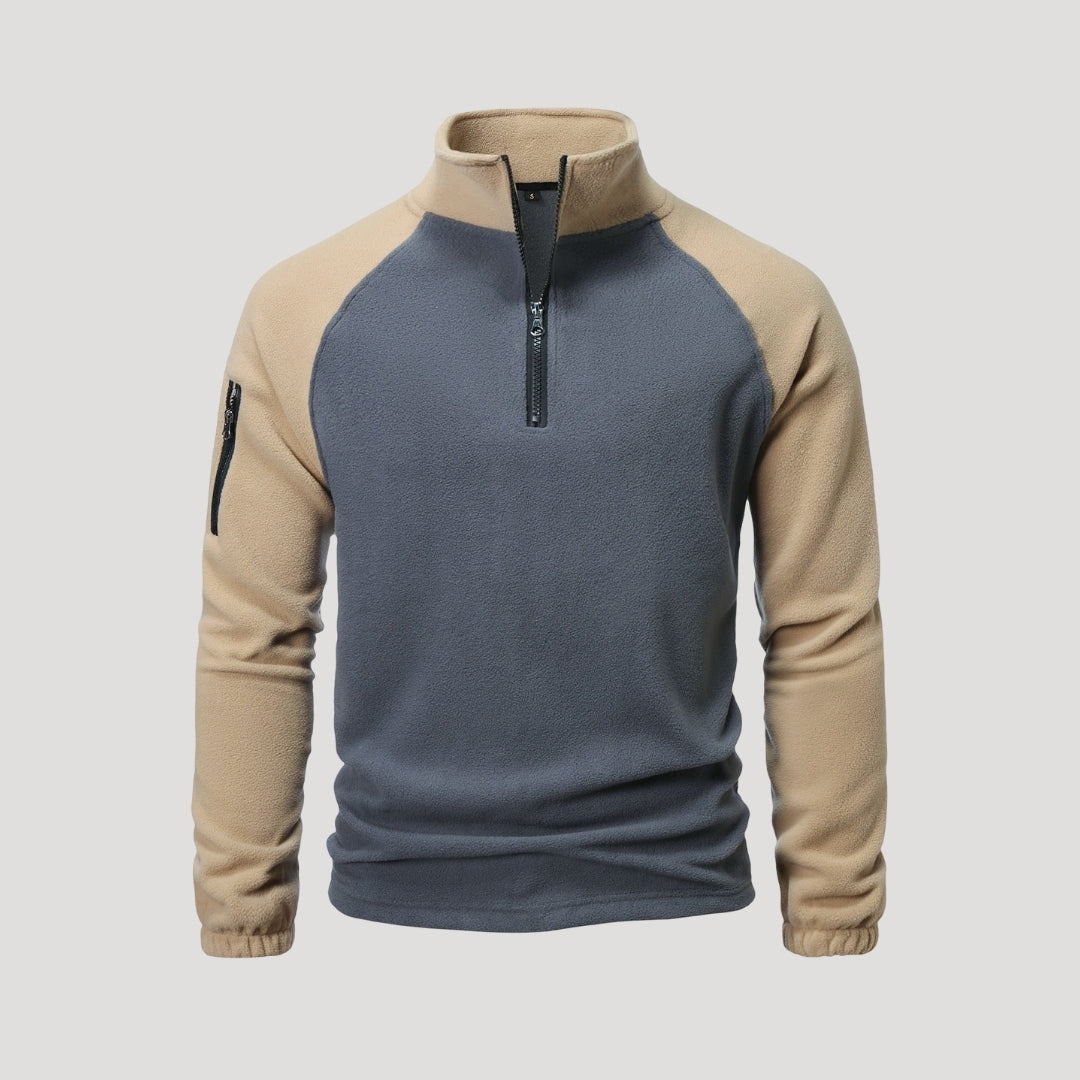 Fleece Pullover – Contrast Sleeves – Cosy Outdoor Layer