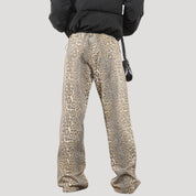 Women's high waisted wide leg leopard trousers