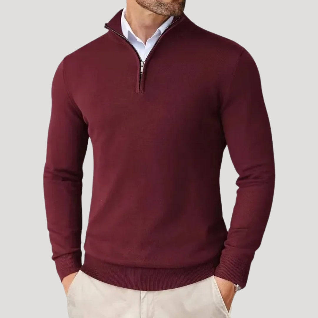 Men’s Knit Pullover – Half-Zip Collar – Smart Casual Style