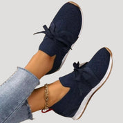 Slip-On Sneakers – Knit Mesh & Bow Detail – Casual Chic