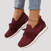 Slip-On Sneakers – Knit Mesh & Bow Detail – Casual Chic