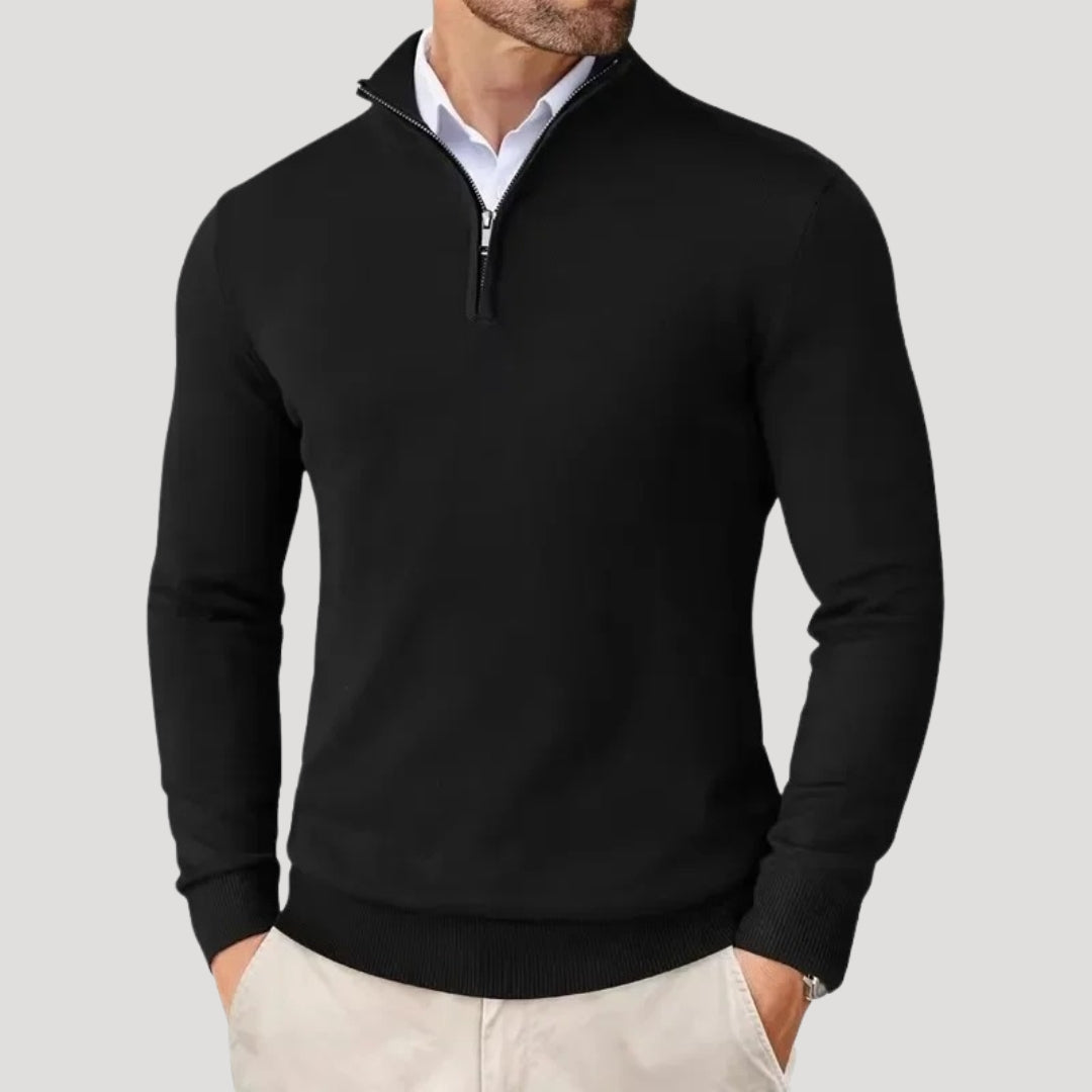 Men’s Knit Pullover – Half-Zip Collar – Smart Casual Style