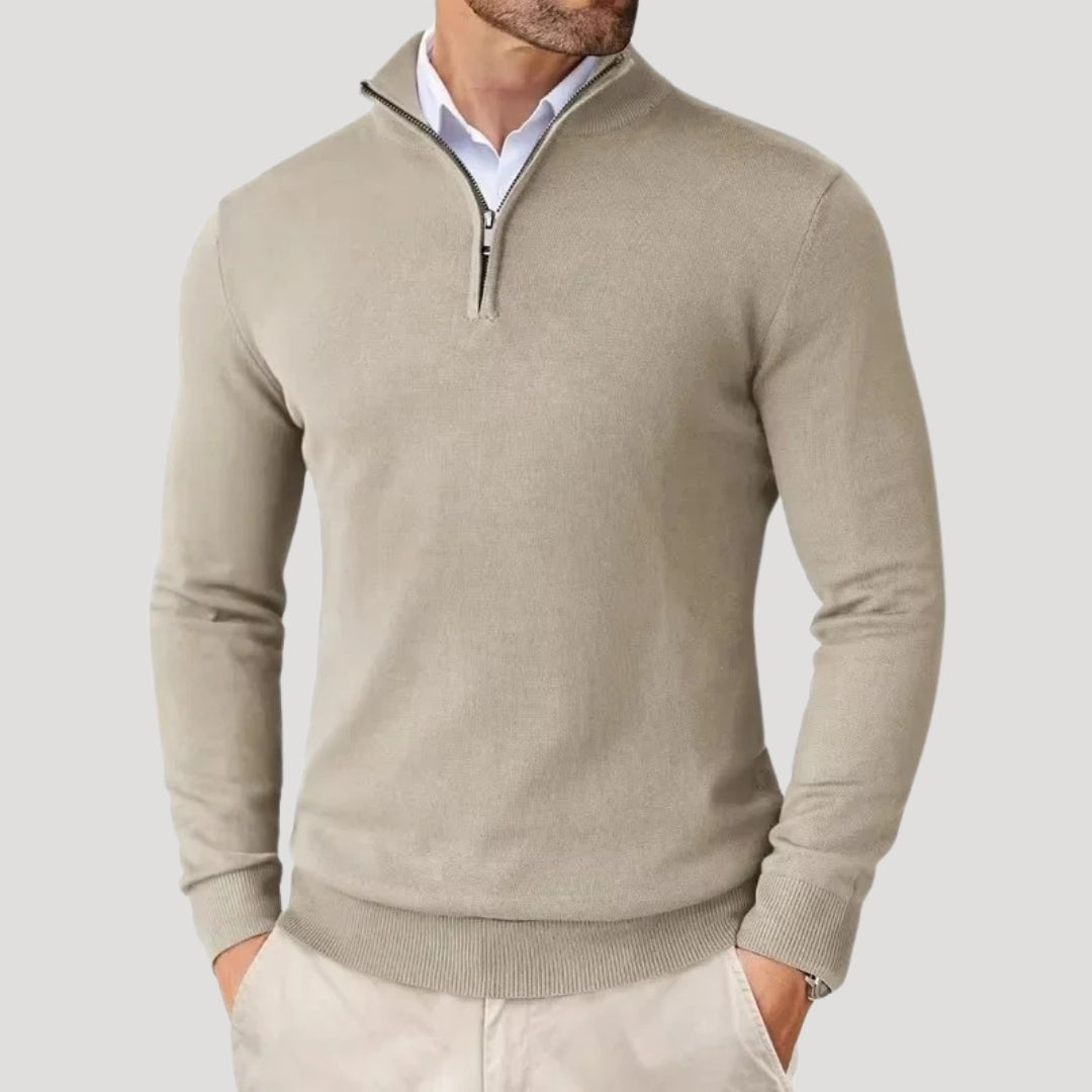 Men’s Knit Pullover – Half-Zip Collar – Smart Casual Style