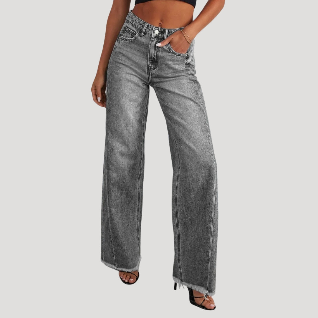 Wide Leg Jeans – Raw Hem – Casual Cool Fit