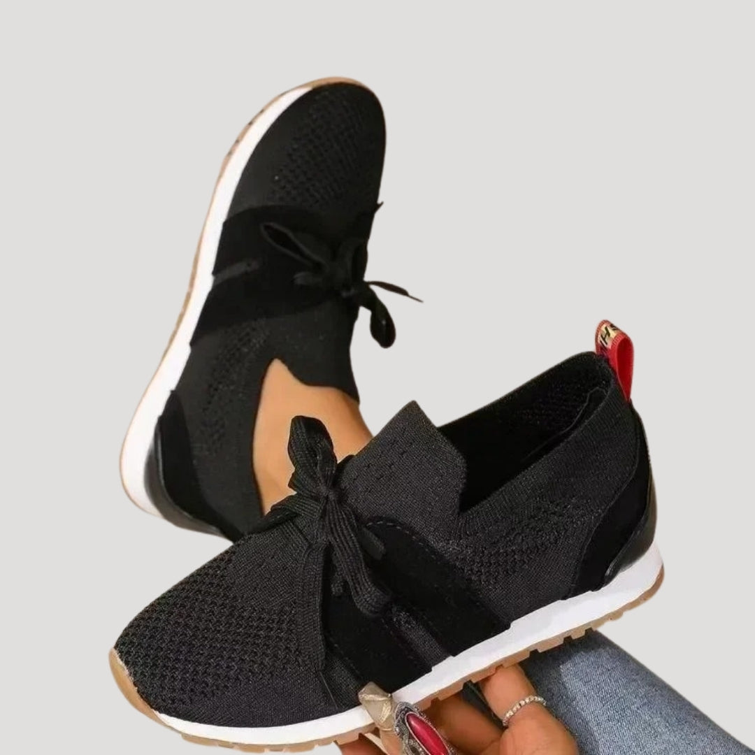 Slip-On Sneakers – Knit Mesh & Bow Detail – Casual Chic