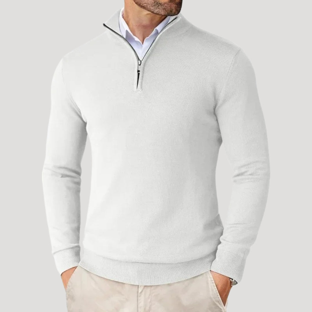 Men’s Knit Pullover – Half-Zip Collar – Smart Casual Style