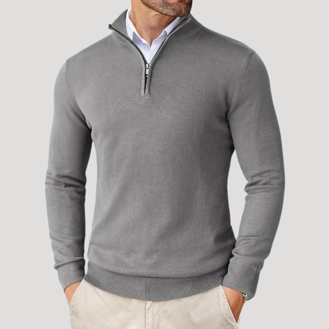 Men’s Knit Pullover – Half-Zip Collar – Smart Casual Style
