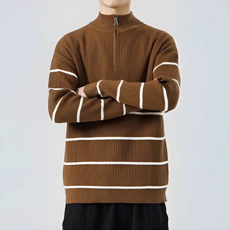 Ribbed Knit Quarter-Zip Sweater