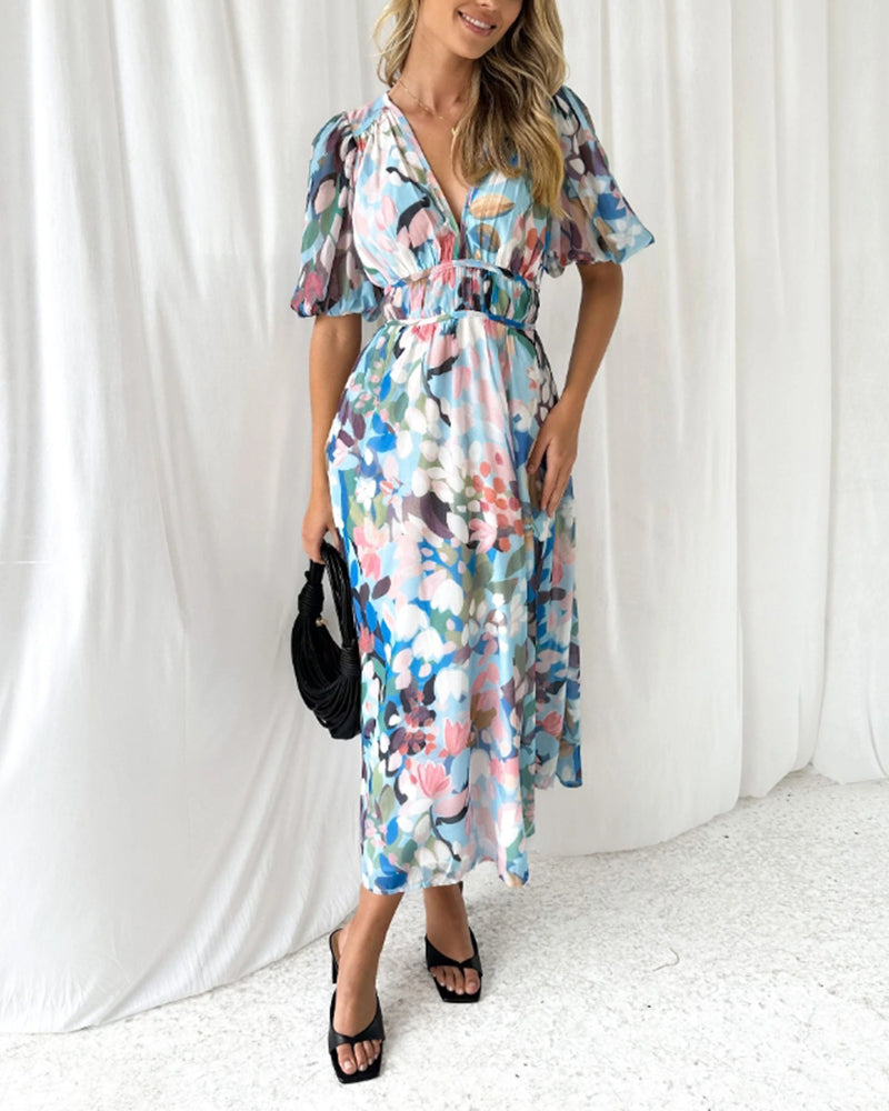 Maxi Dress – Soft Floral Print – Elegant Daywear