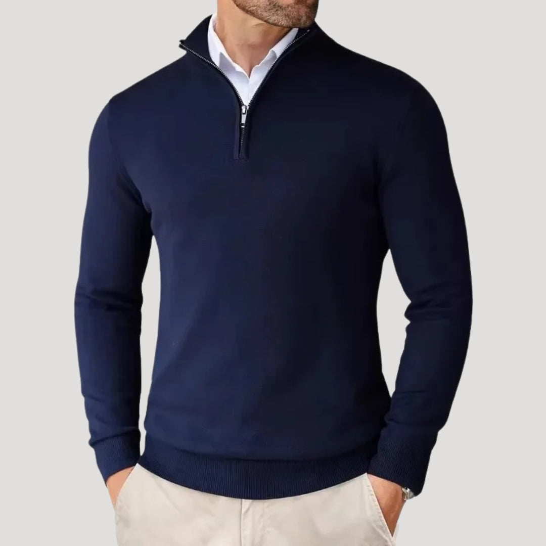 Men’s Knit Pullover – Half-Zip Collar – Smart Casual Style