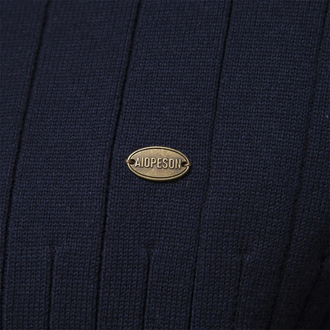 Men’s Knit Jumper – Ribbed Texture – Zip Collar Casual Style