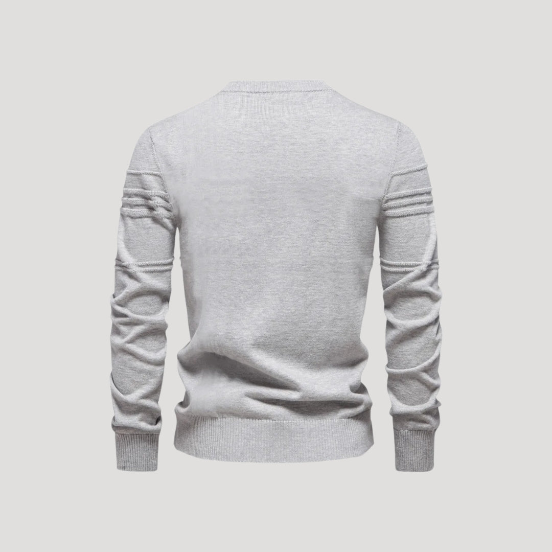 Men’s Crew Neck Knit Sweater – Textured Detail – Casual Smart Look