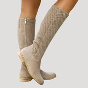 Knee High Boots – Perforated Suede – Casual Everyday Style