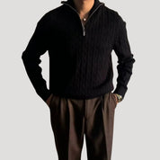 Men’s Cable Knit Sweater – Half Zip – Timeless Winter Essential