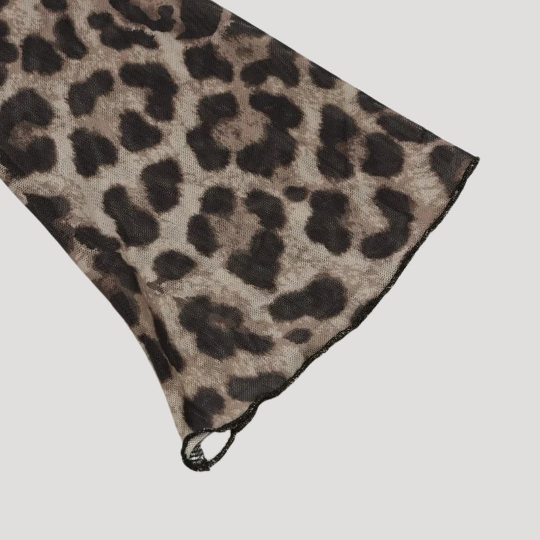 Off-Shoulder Top – Leopard Print Mesh – Bold Night Out Look