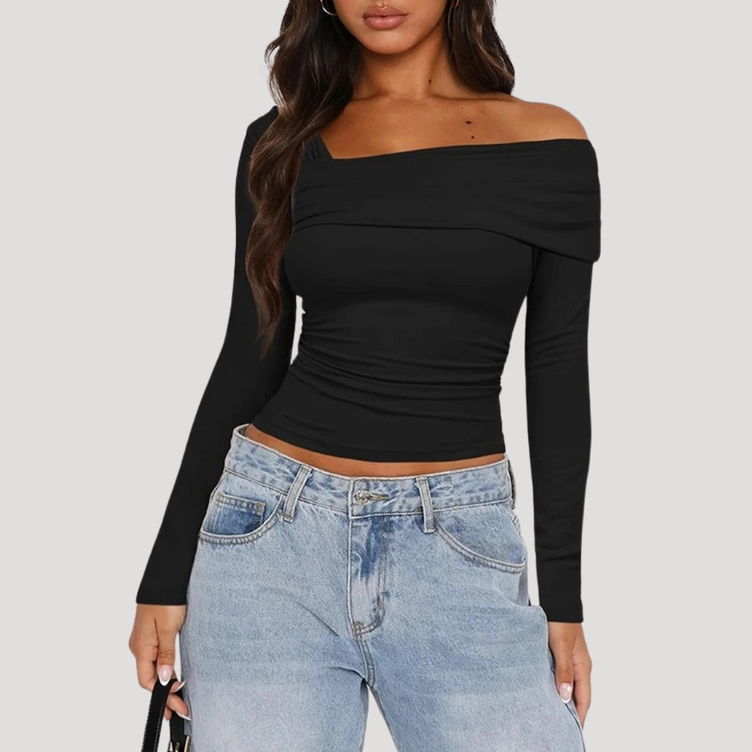 Off Shoulder Top – Long Sleeve – Casual Chic Style