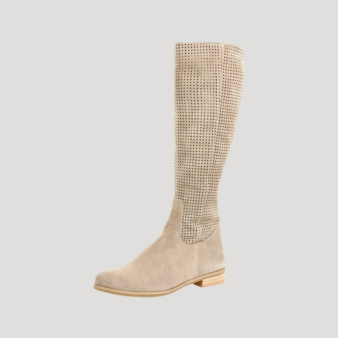 Knee High Boots – Perforated Suede – Casual Everyday Style