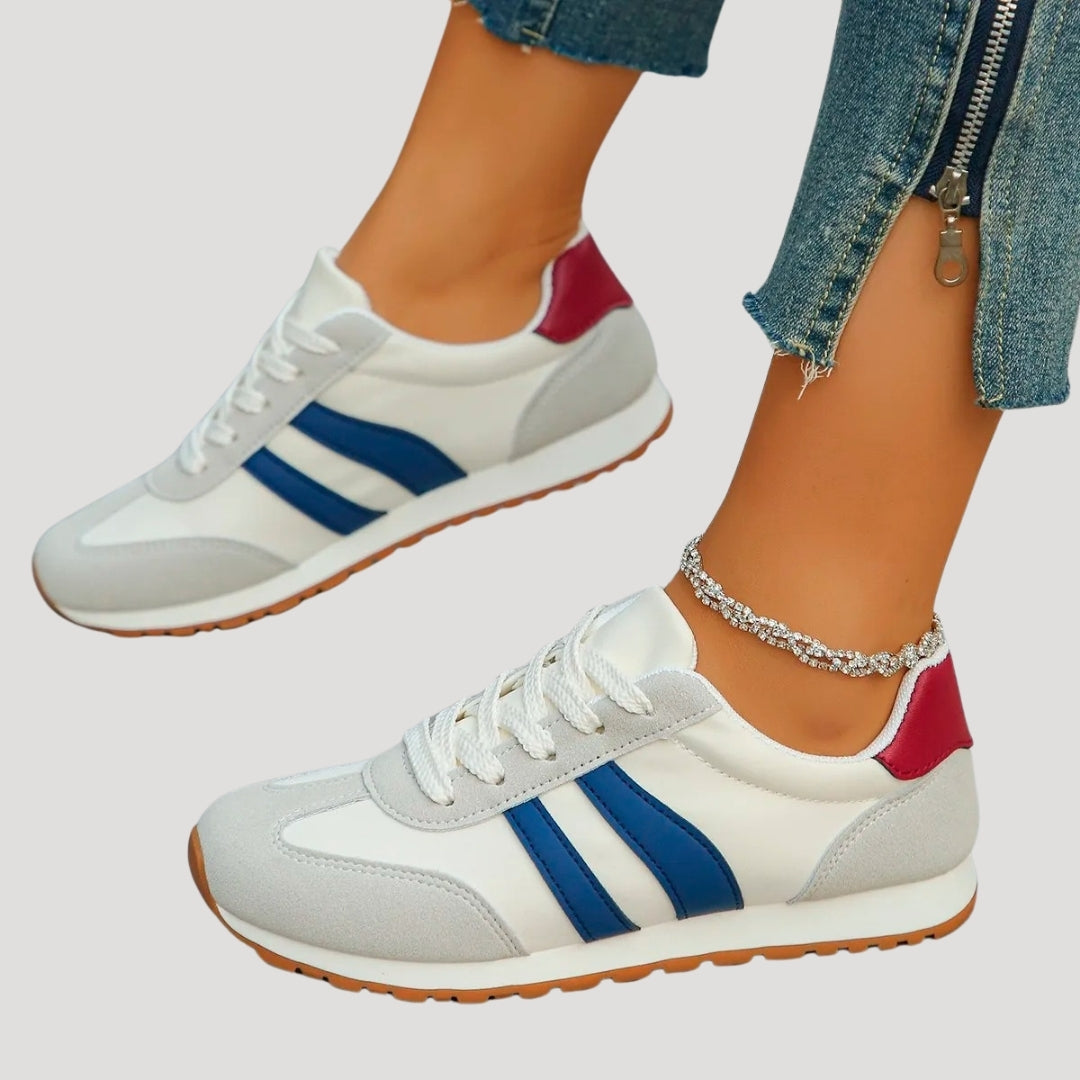 Retro lace-up running sneakers with stripe detail