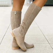 Knee High Boots – Perforated Suede – Casual Everyday Style