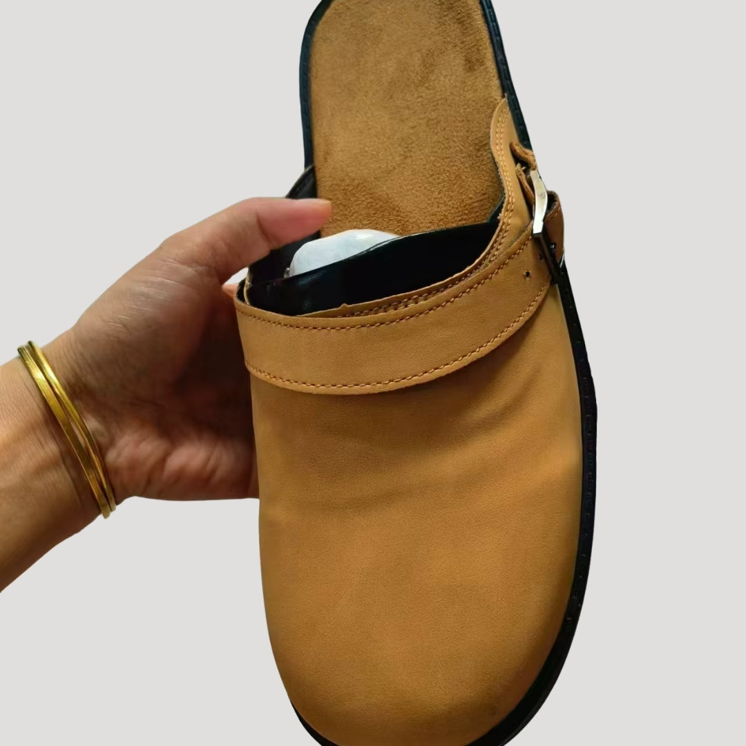 Leather Clogs – Adjustable Buckle – Casual Comfort Slip-On