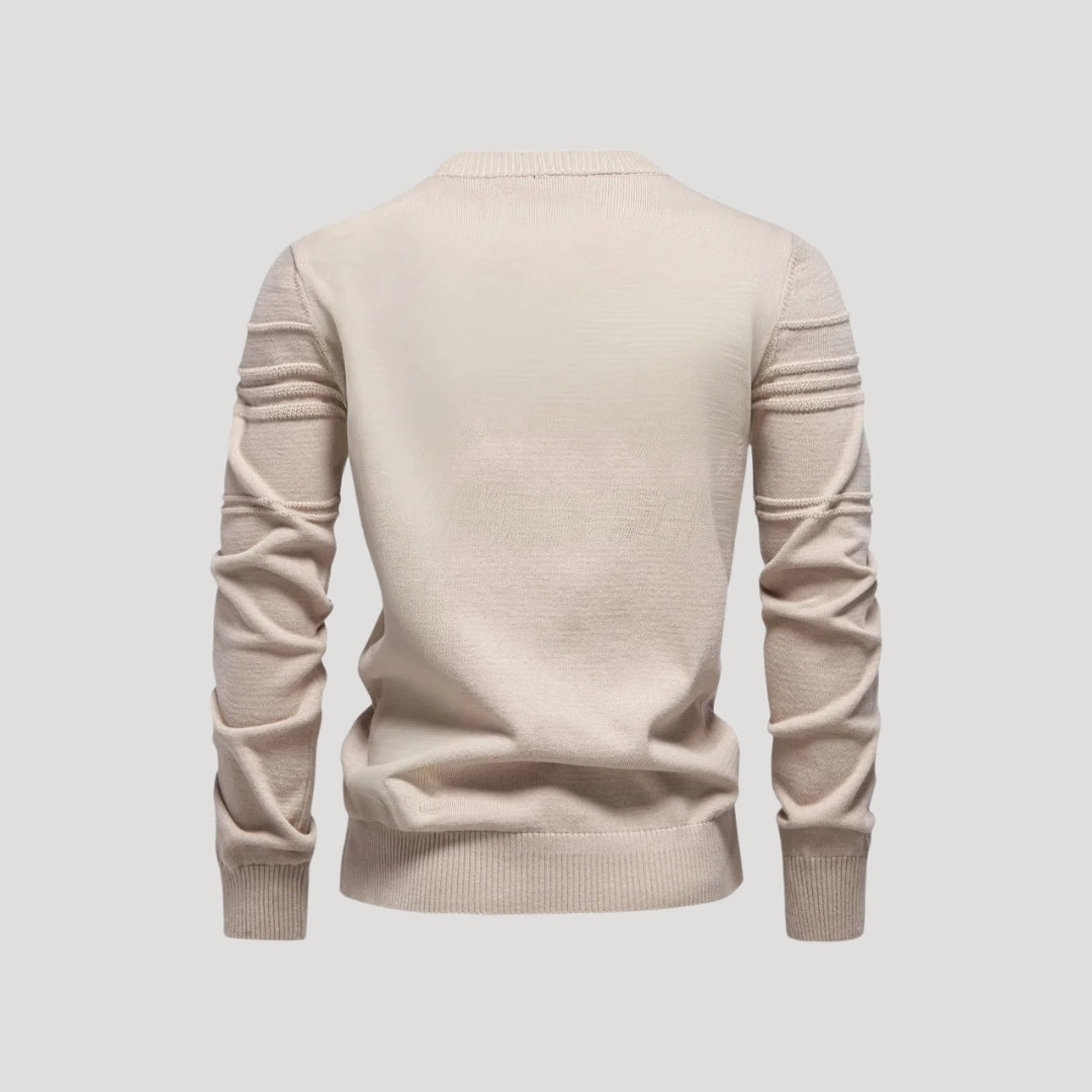 Men’s Crew Neck Knit Sweater – Textured Detail – Casual Smart Look