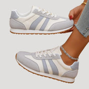 Retro lace-up running sneakers with stripe detail