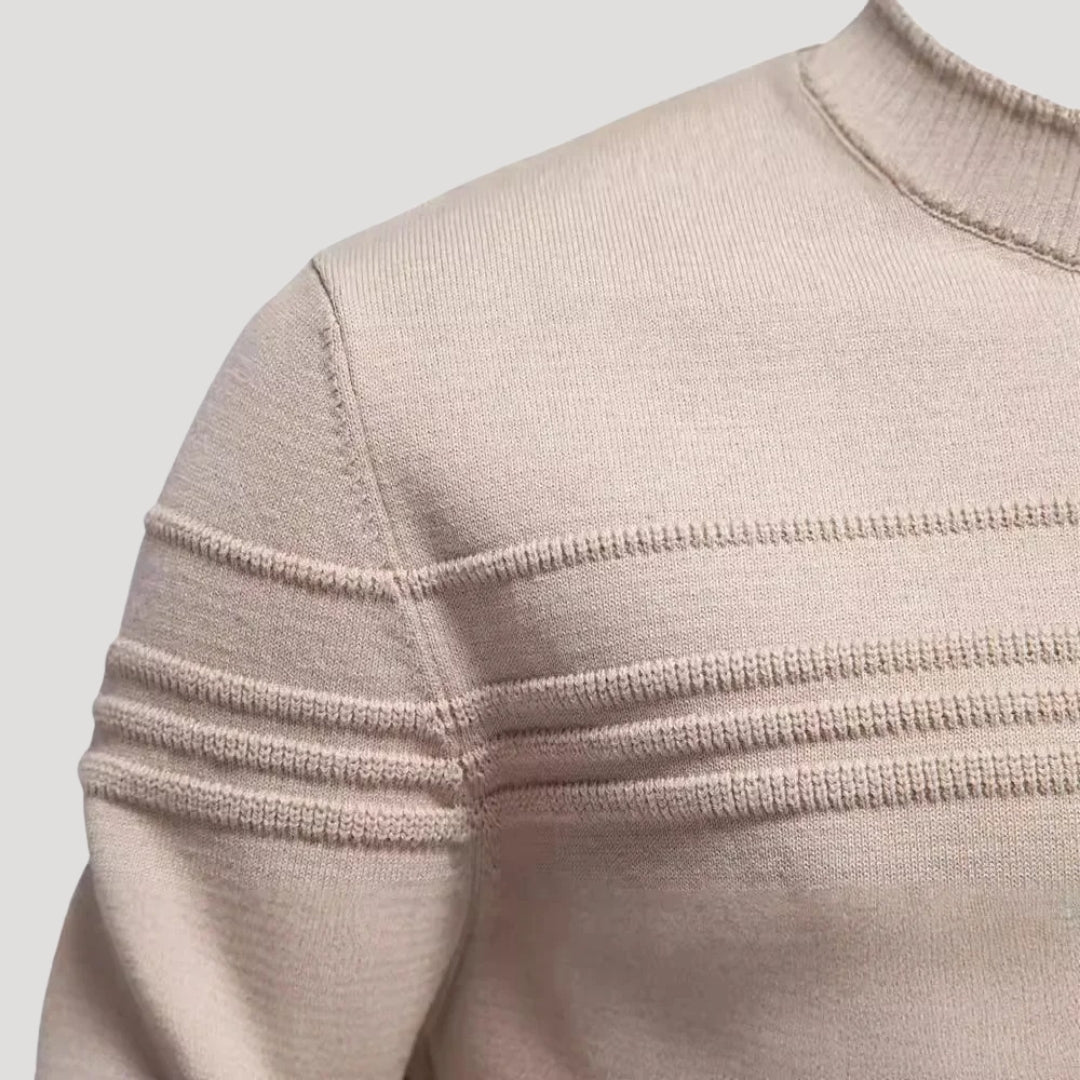 Men’s Crew Neck Knit Sweater – Textured Detail – Casual Smart Look