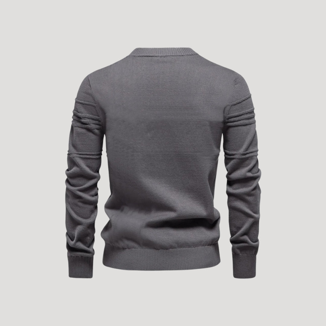 Men’s Crew Neck Knit Sweater – Textured Detail – Casual Smart Look